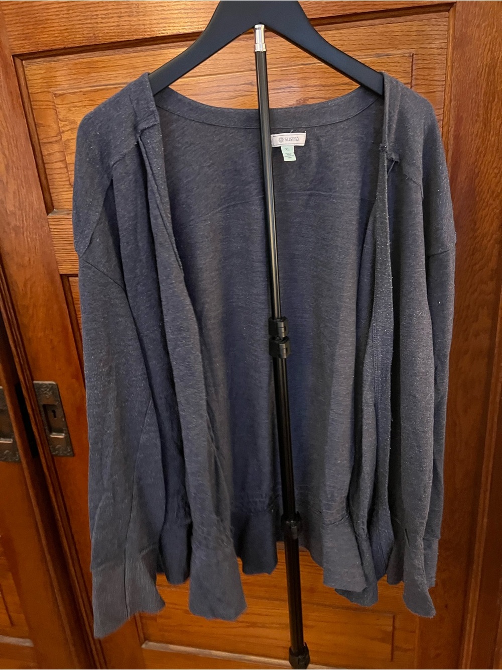 Susina Dark Navy Open-Front Knit Cardigan